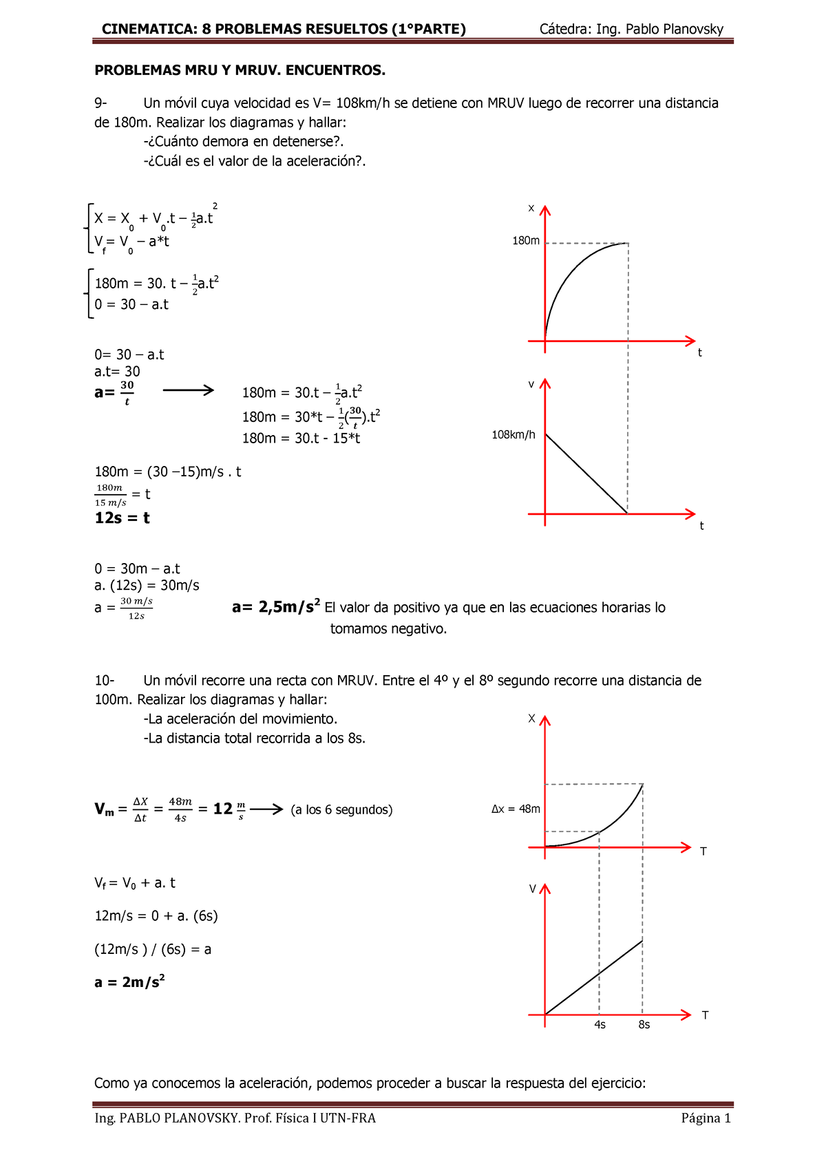 Problemas Resueltos De Cinematica 1º Parte - PROBLEMAS MRU Y MRUV ...