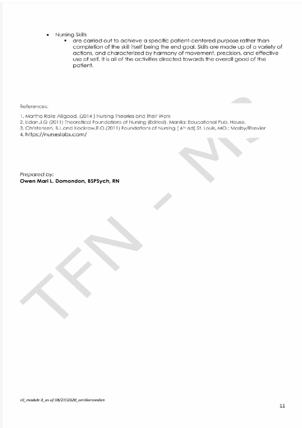 TFN - NOTES - Definitions of Terms: 1. Concept Mental idea of a ...