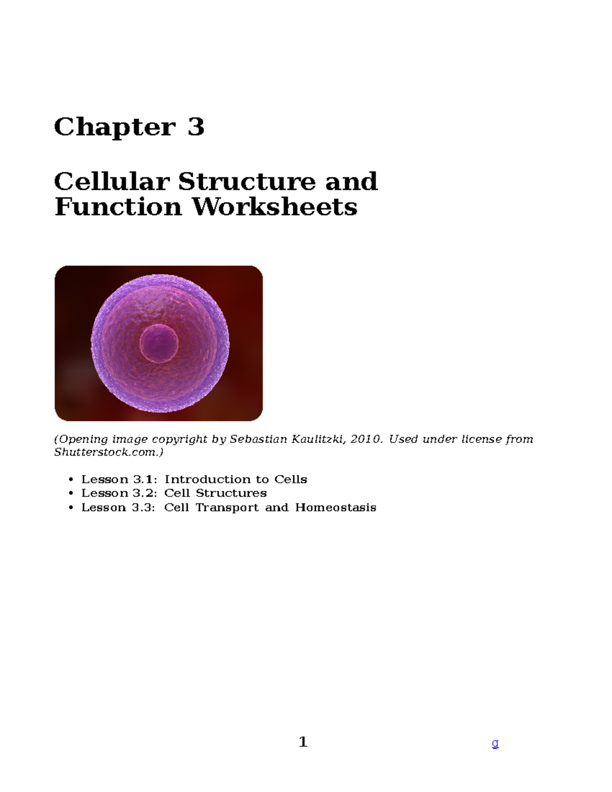 Week 1-ESY-Bio Packet - 1 g Chapter 3 Cellular Structure and Function  Worksheets (Opening image - Studocu
