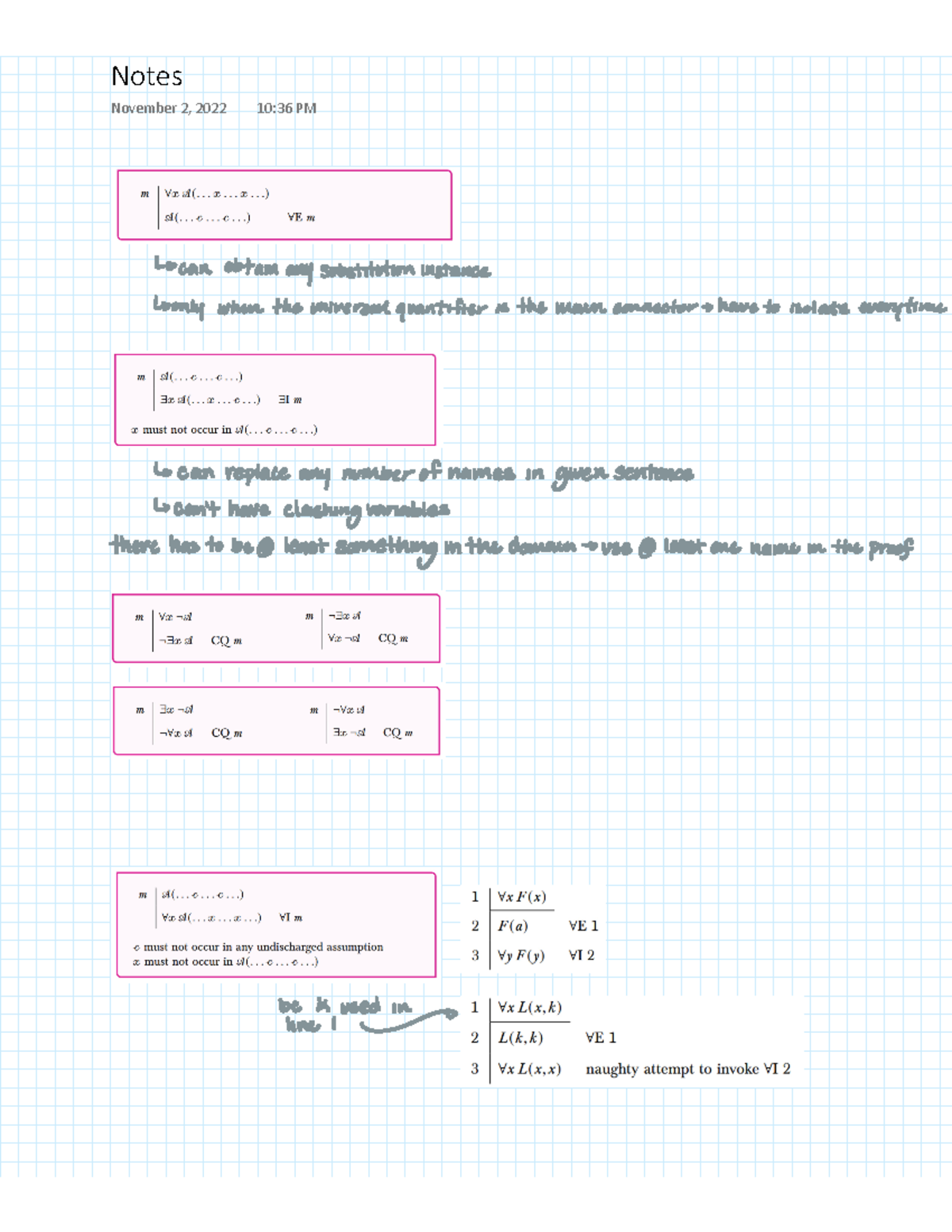 Phil220 FOL Proof reading notes - PHIL 220A - Notes November 2, 2022 10 ...