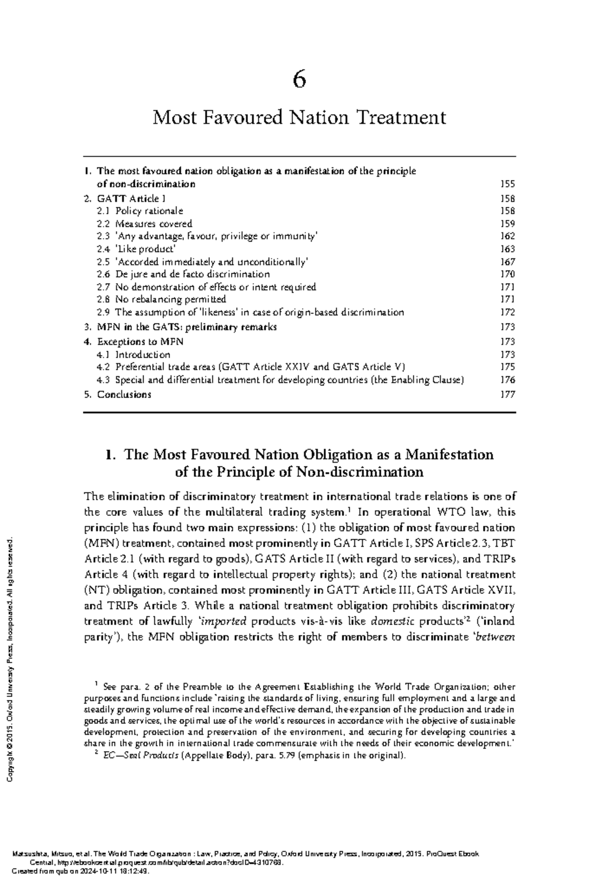 The World Trade Organization Law Practice and Poli - 6 Most Favoured ...