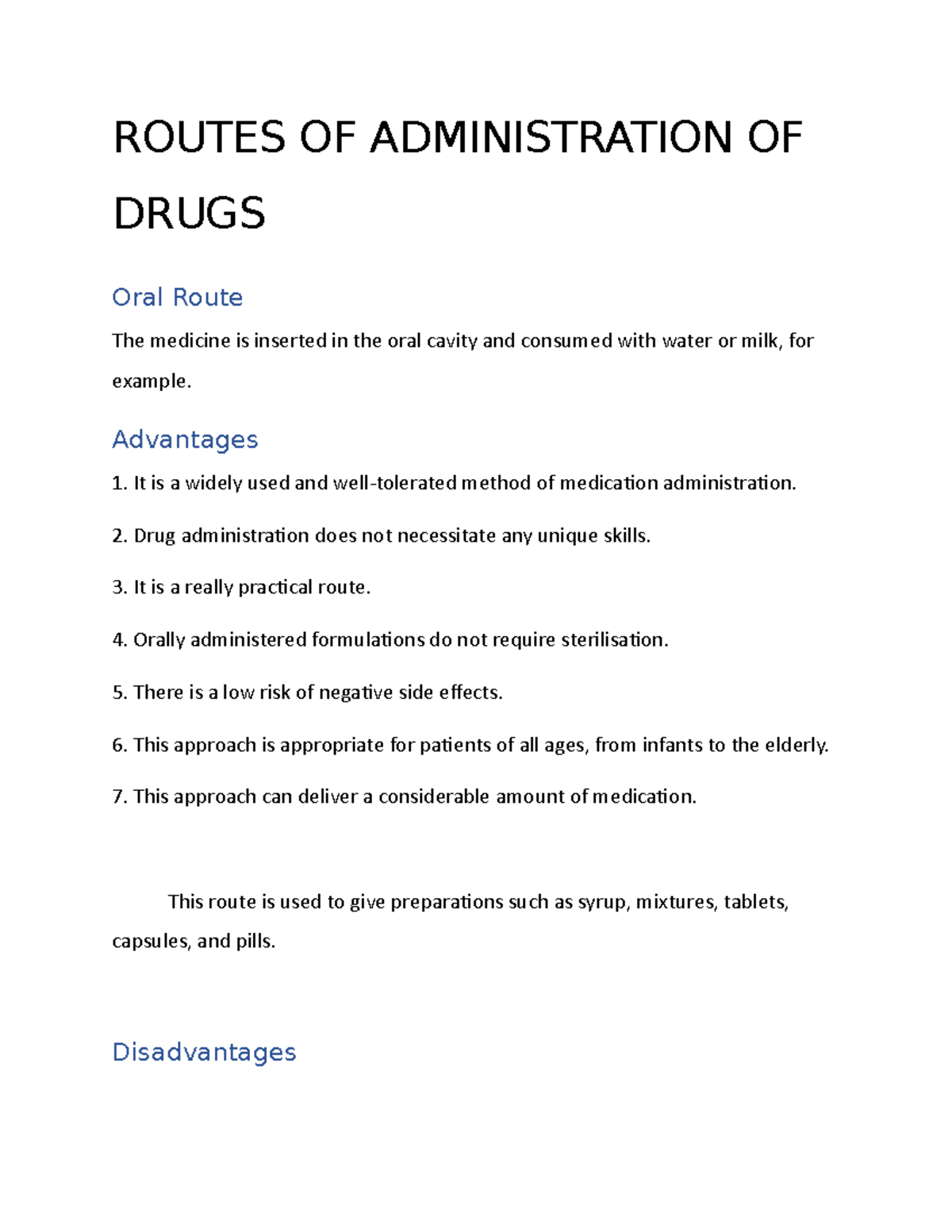 Routes OF Administration OF Drugs ROUTES OF ADMINISTRATION OF DRUGS