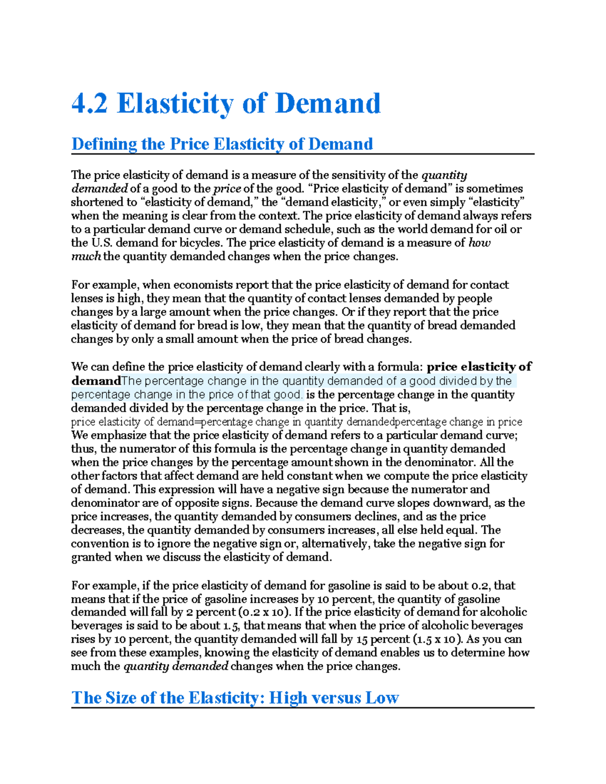 4.2 Elasticity of Demand - Copy - 4 Elasticity of Demand Defining the ...