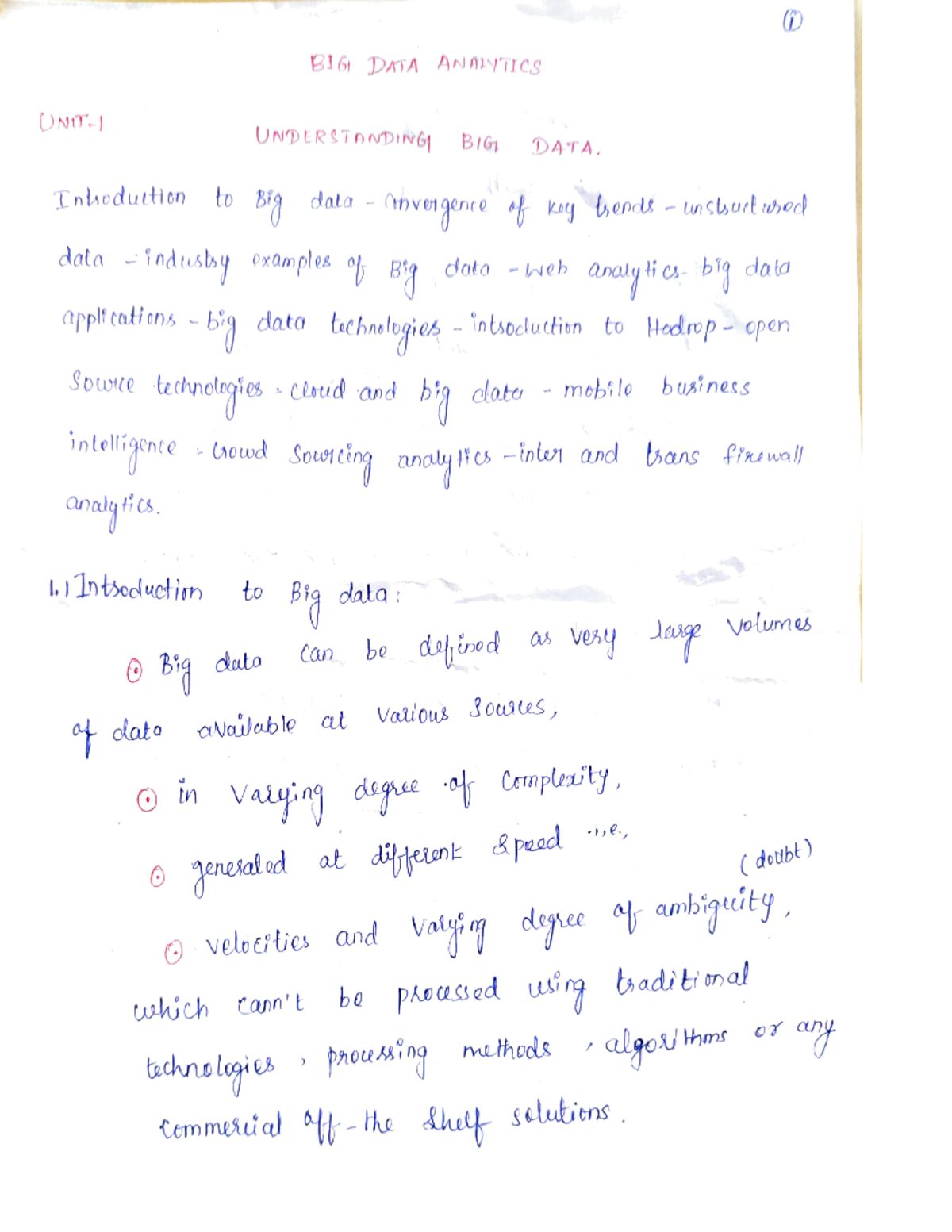 Bda - Big data notes - 1 BIG DATA ANALYTICS UNDERSTANDING BIG DATA ...