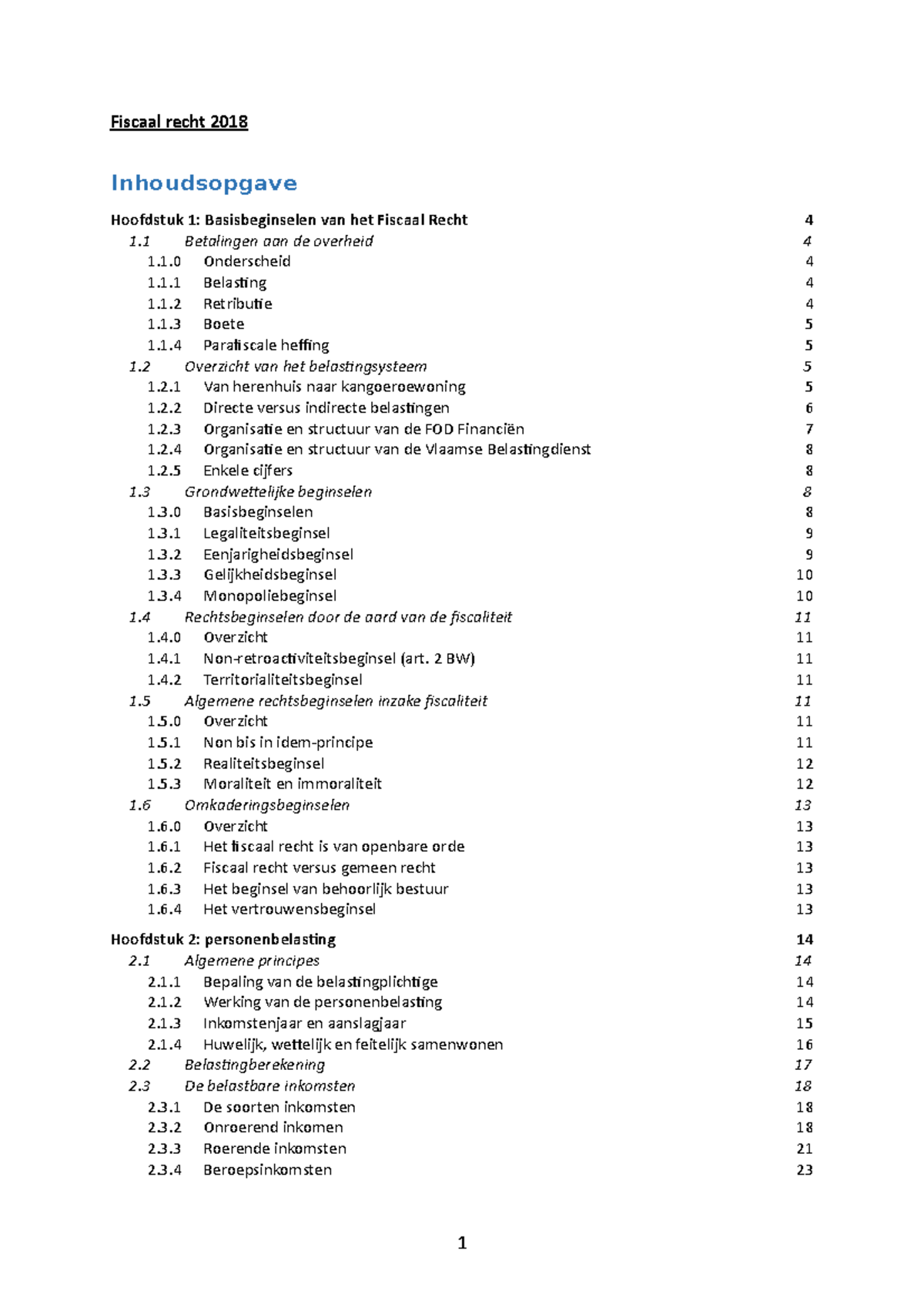 Fiscaal Recht 2018 - Inhoudsopgave Fiscaal Recht Hoofdstuk 1 ...