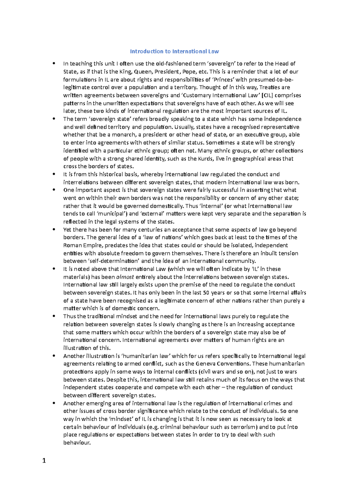International LAW EXAM Notes - MLL377 - Deakin - Studocu