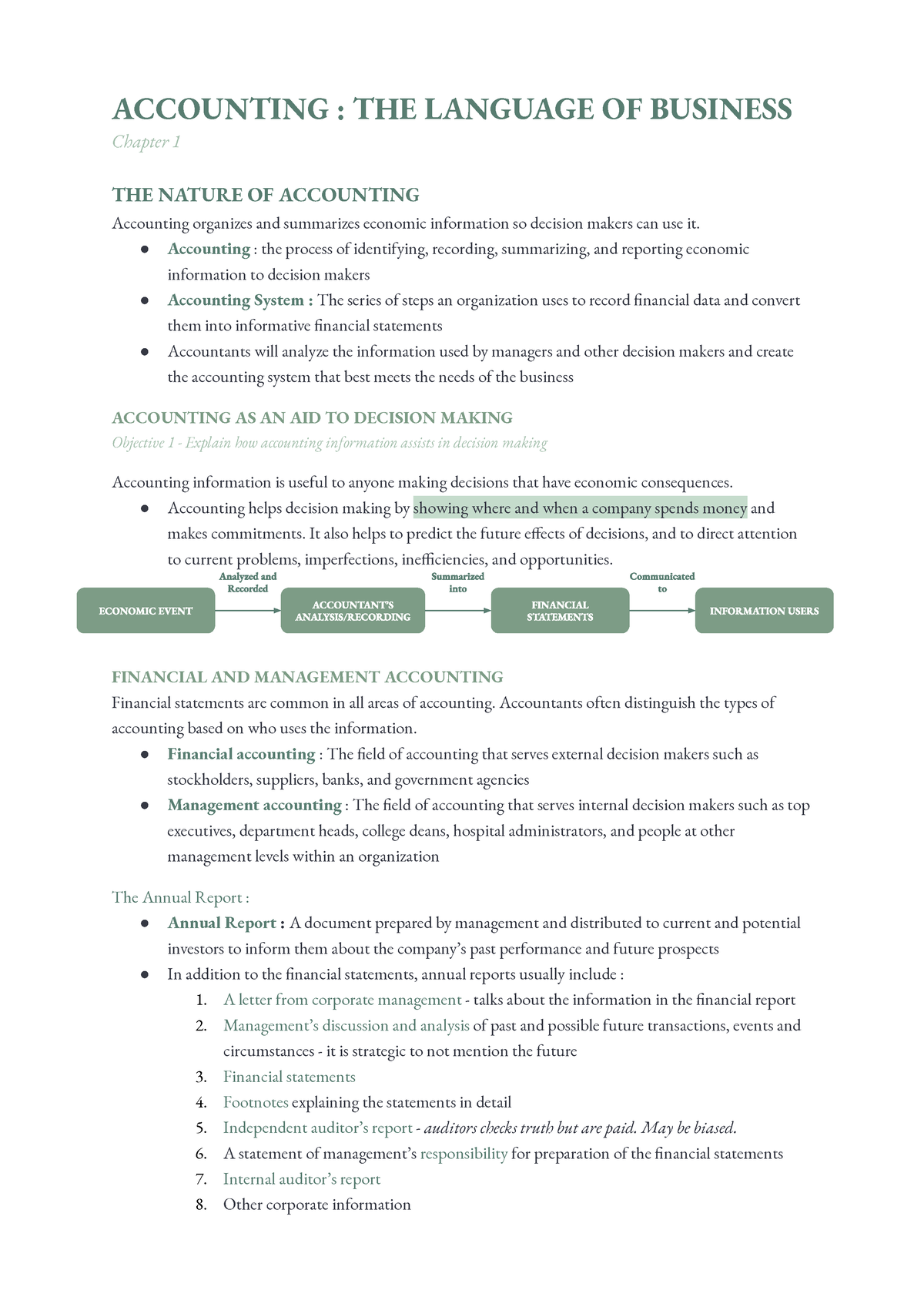 Financial Accounting Notes - Ch 1 - ACCOUNTING : THE LANGUAGE OF ...