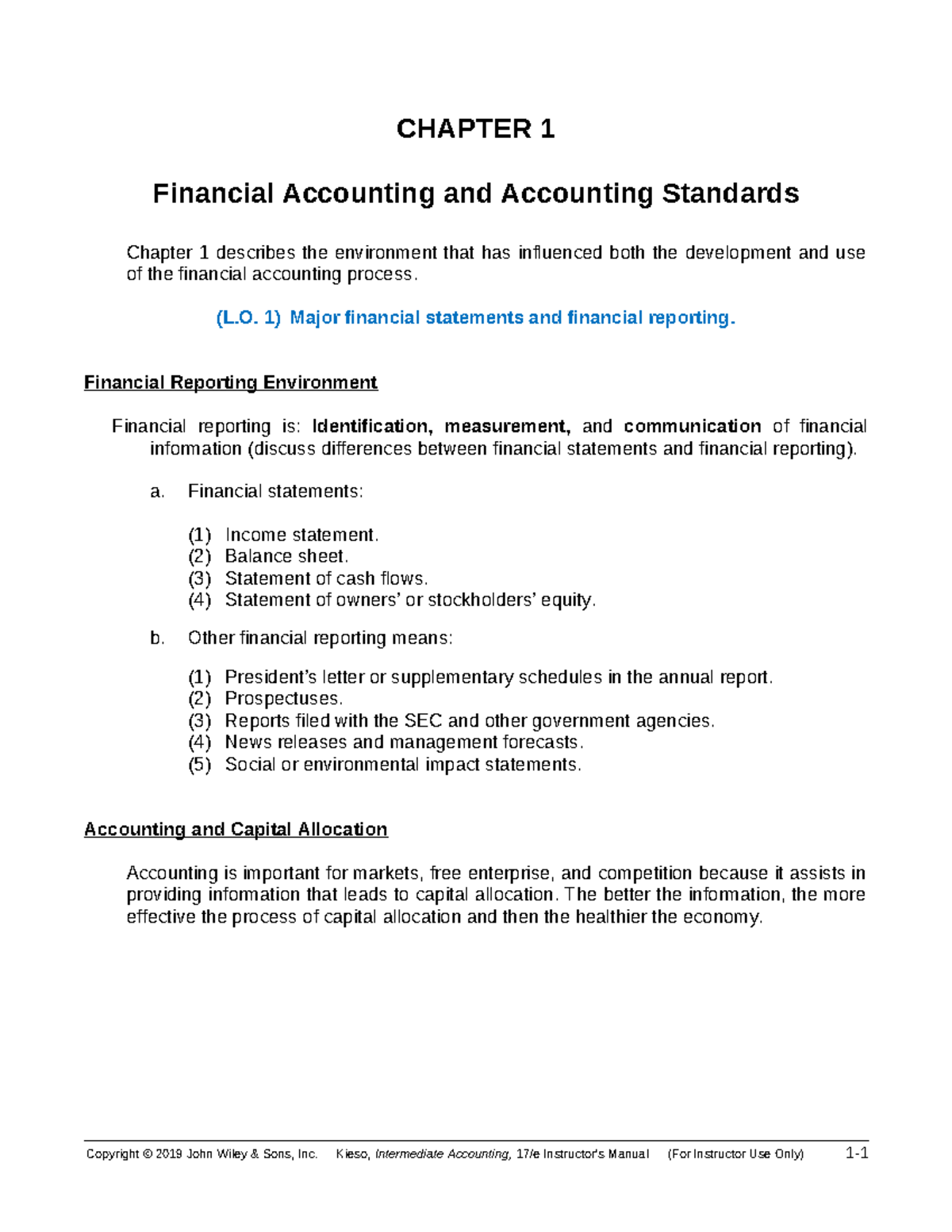 Ch 1 summary - Kieso Intermediate Accounting - CHAPTER 1 Financial ...