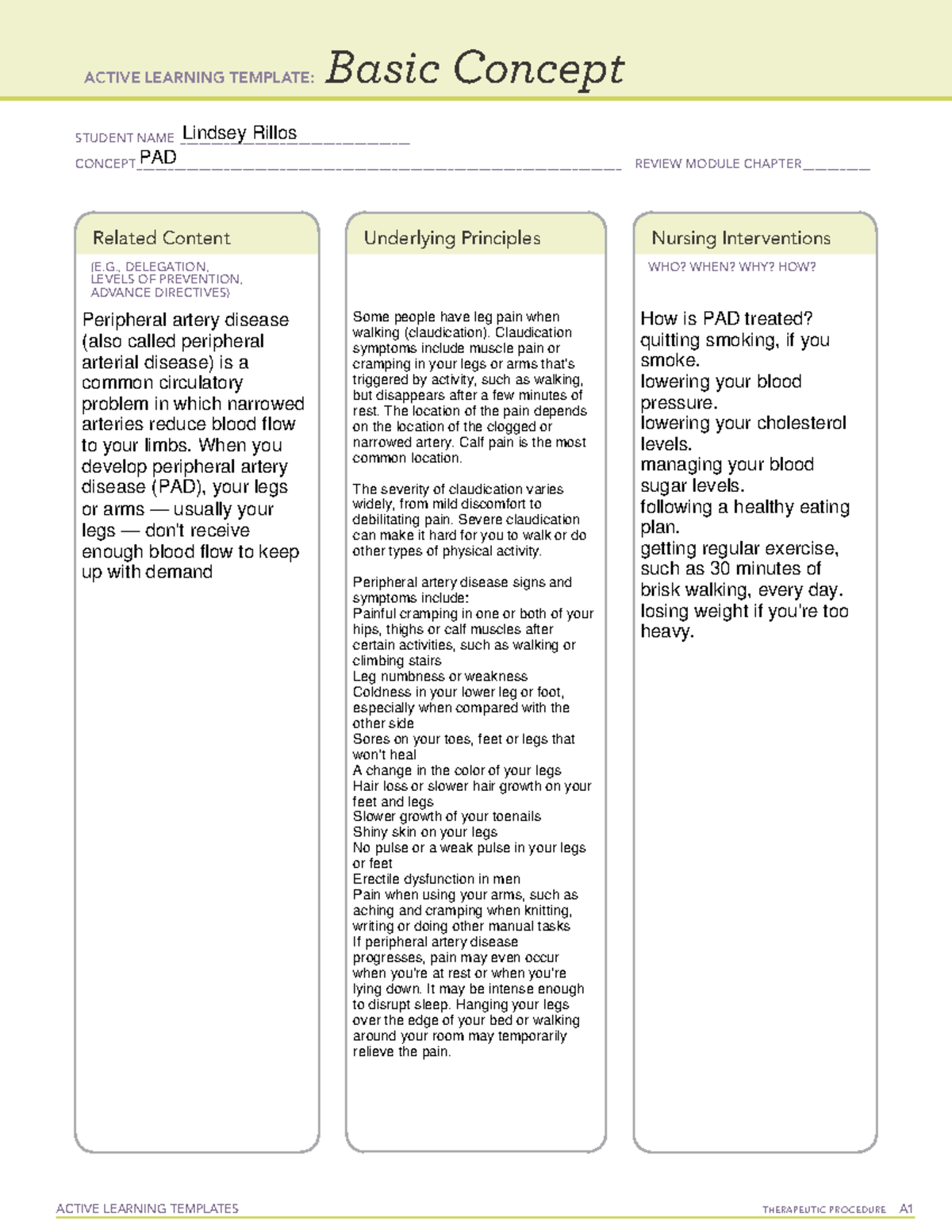 PAD - PAD - ACTIVE LEARNING TEMPLATES THERAPEUTIC PROCEDURE A Basic ...