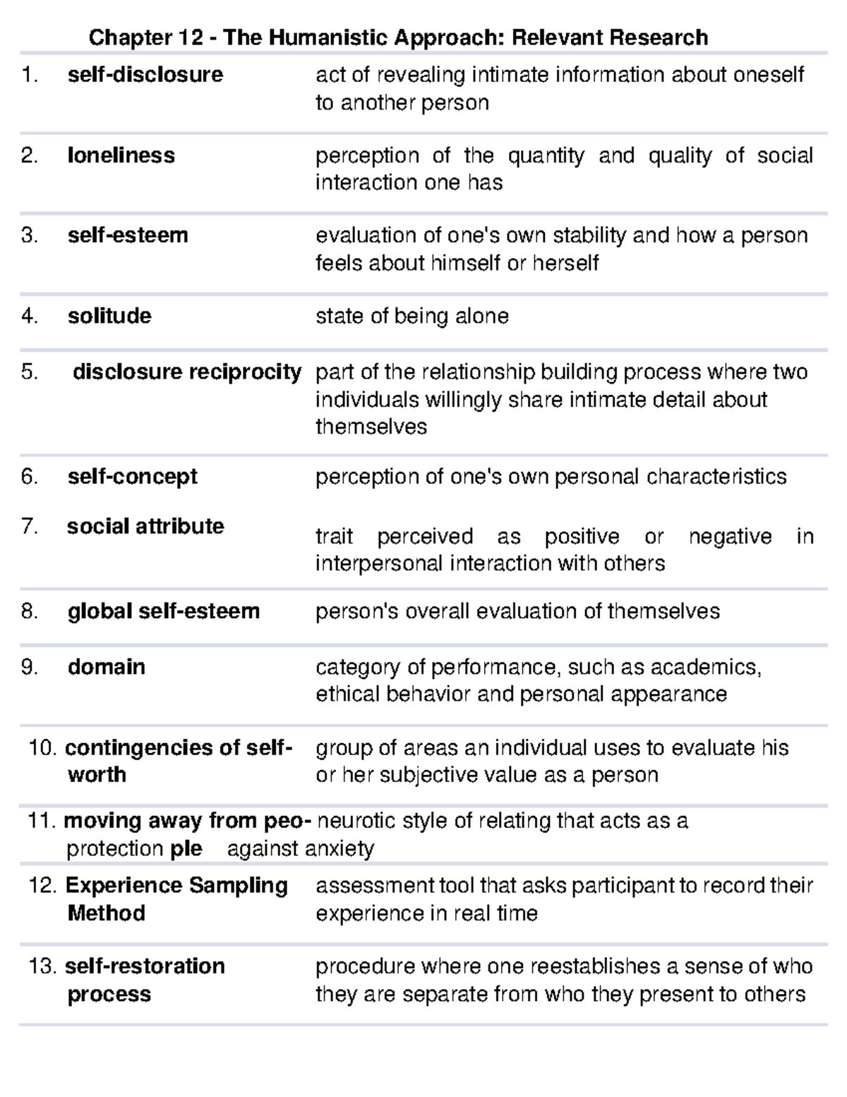 Chapter 12 - The Humanistic Approach: Relevant Research - Studocu