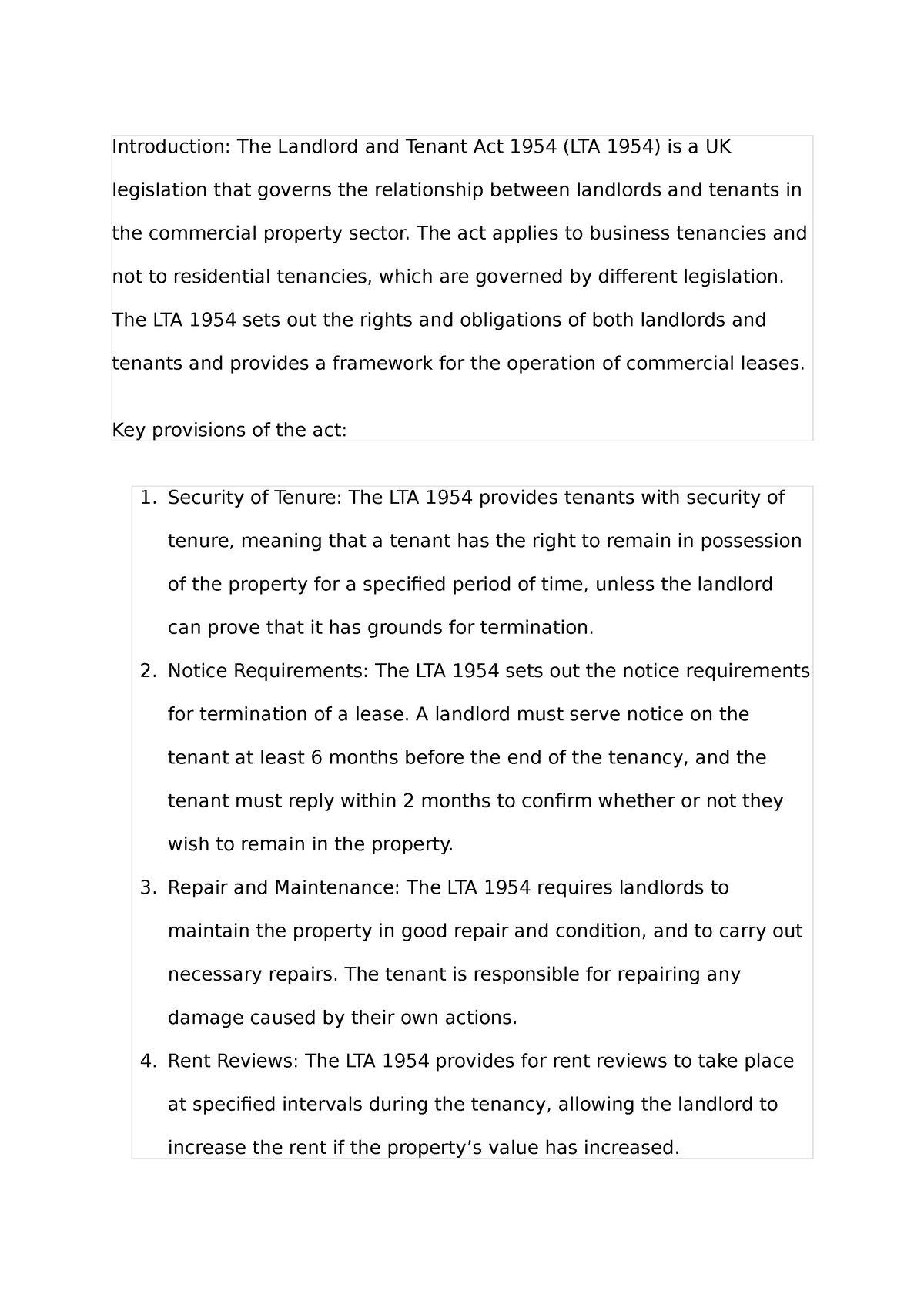 The Landlord And Tenant Act 1954 - The Act Applies To Business ...