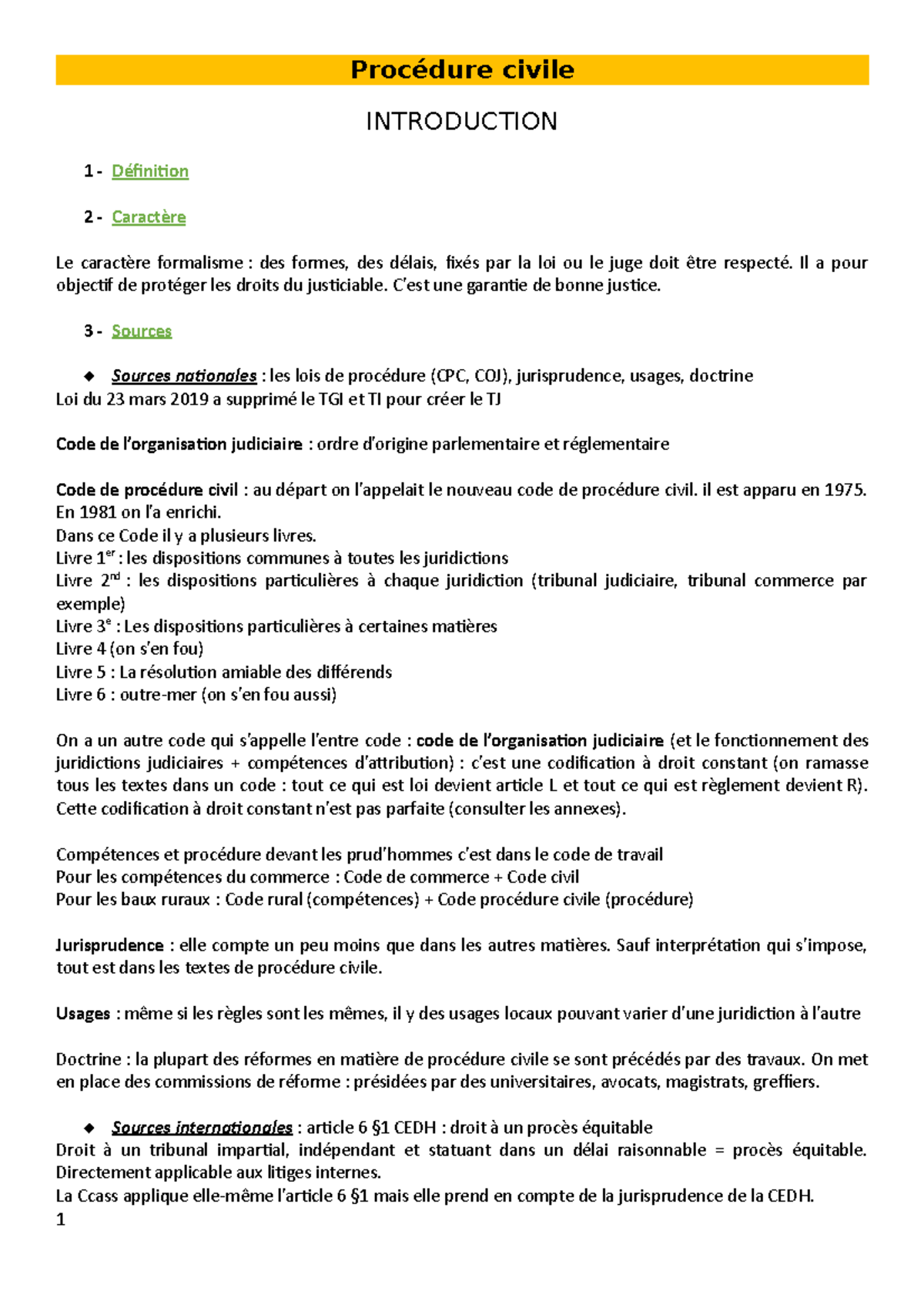 Procédure civile 1 - Procédure civile INTRODUCTION 1 - Définition 2 ...