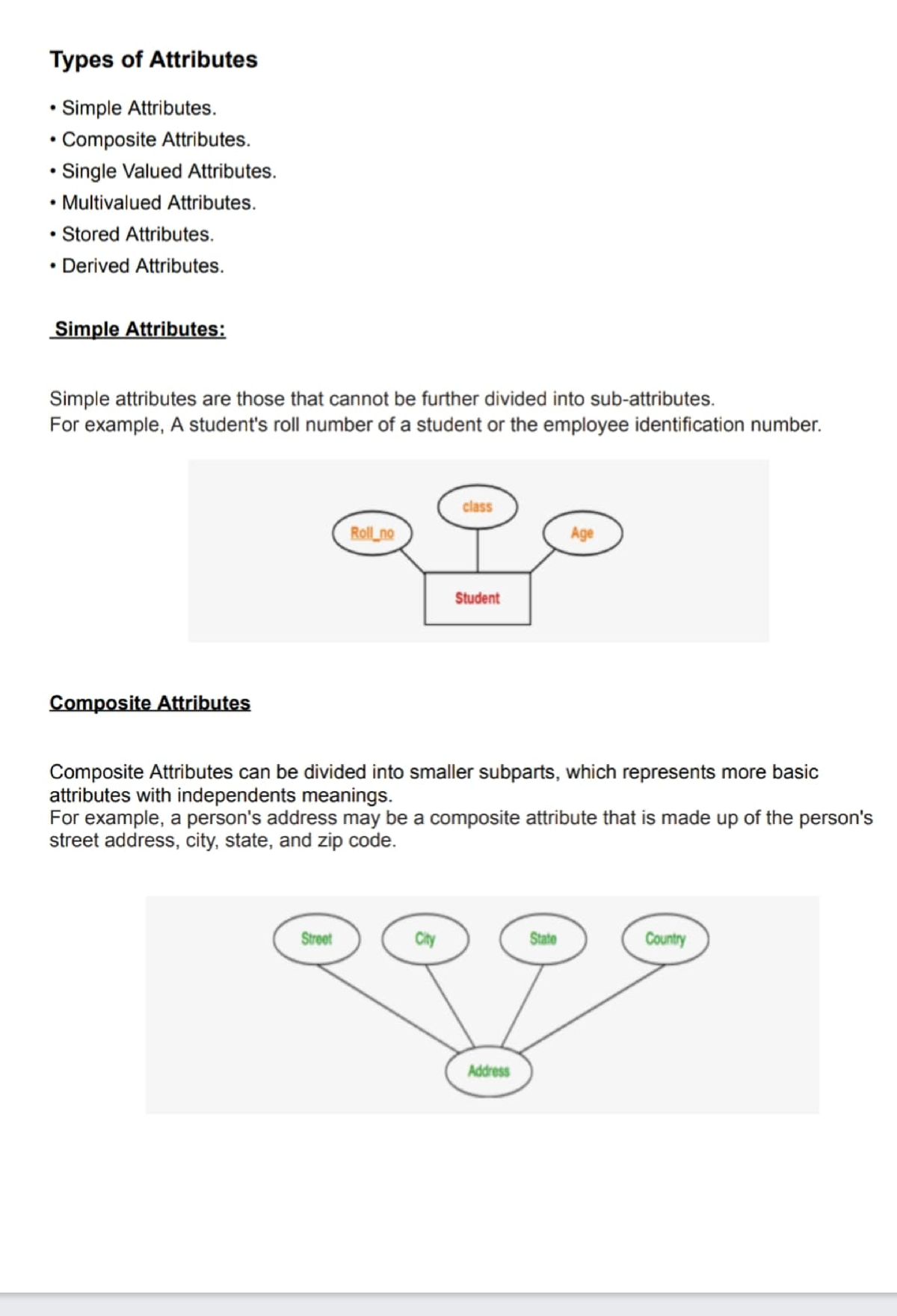 Dbms - Types Of Attributes Simple Attributes. "Composite Attributes ...