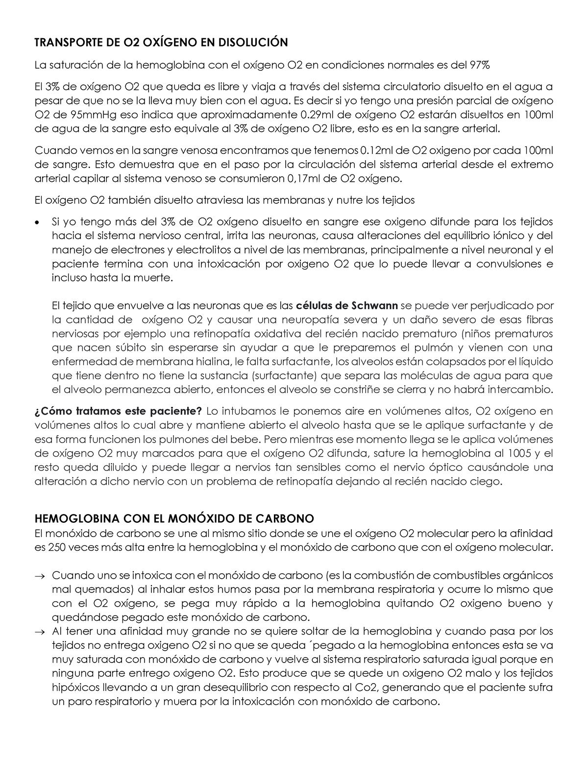 Transporte De O Y Co Transporte De O Ox Geno En Disolucin La Saturaci N De La Hemoglobina