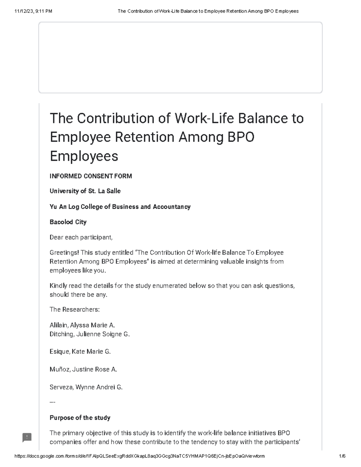 The Contribution of Work-Life Balance to Employee Retention Among BPO ...