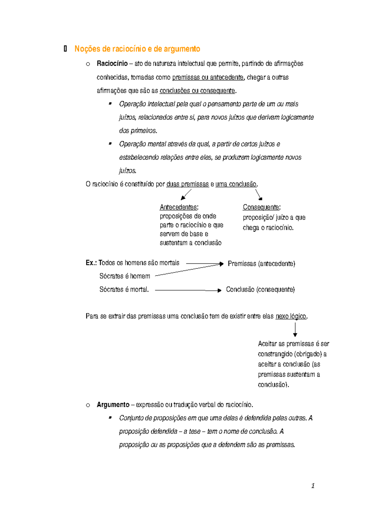 Raciocinio E Argumento Studocu