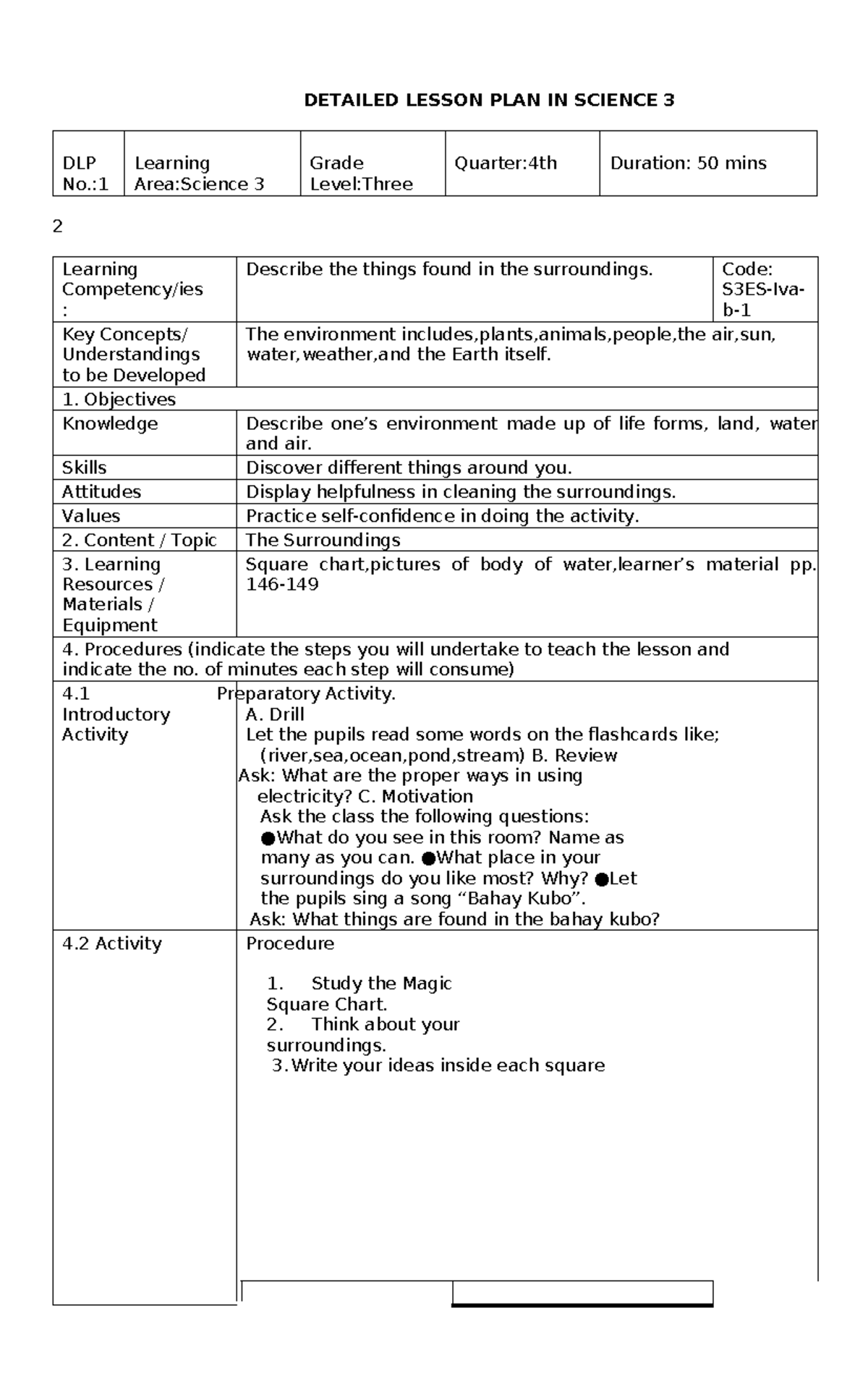Detailed Lesson PLAN IN Science 3 - DETAILED LESSON PLAN IN SCIENCE 3 ...