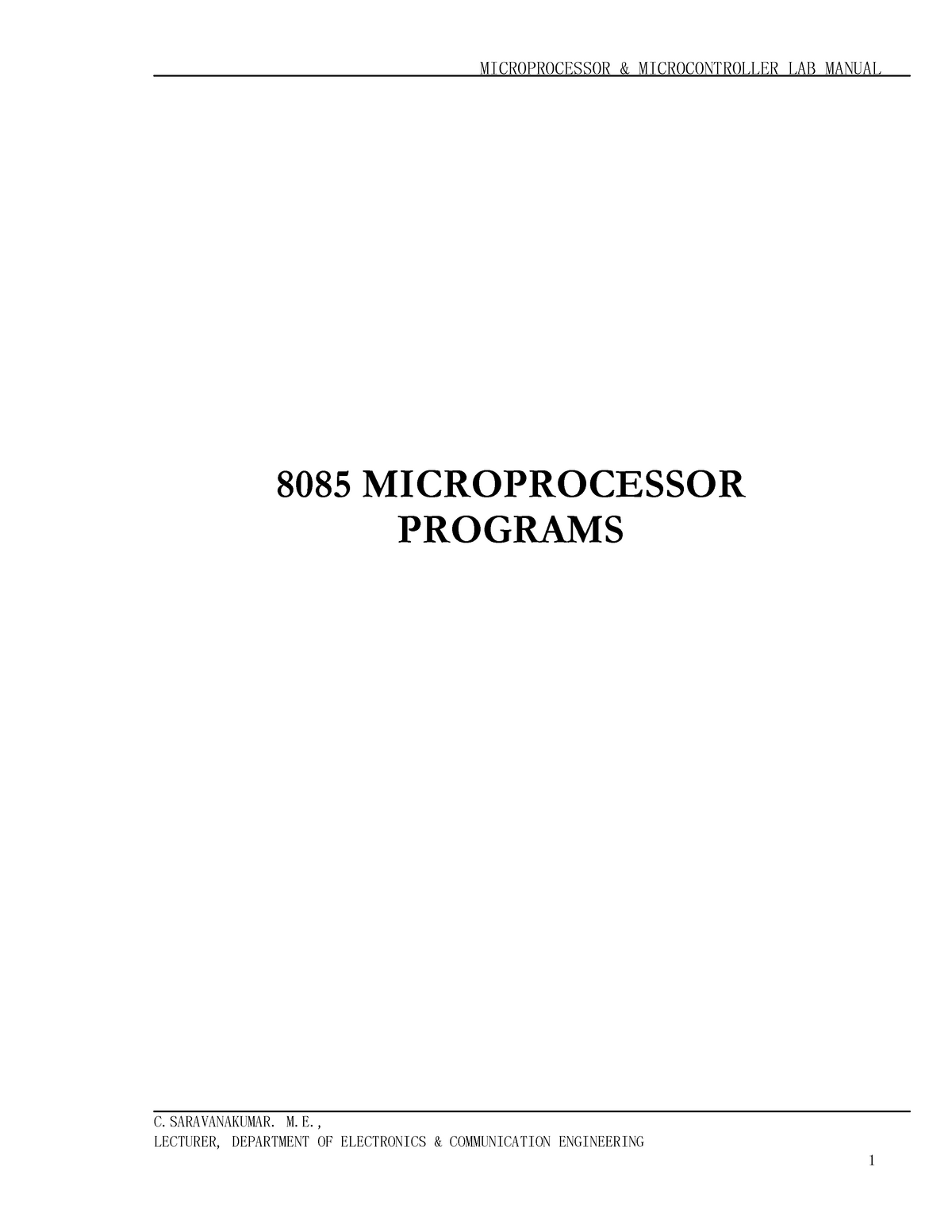 Microprocessor And Microcontroller LAB M - MICROPROCESSOR ...