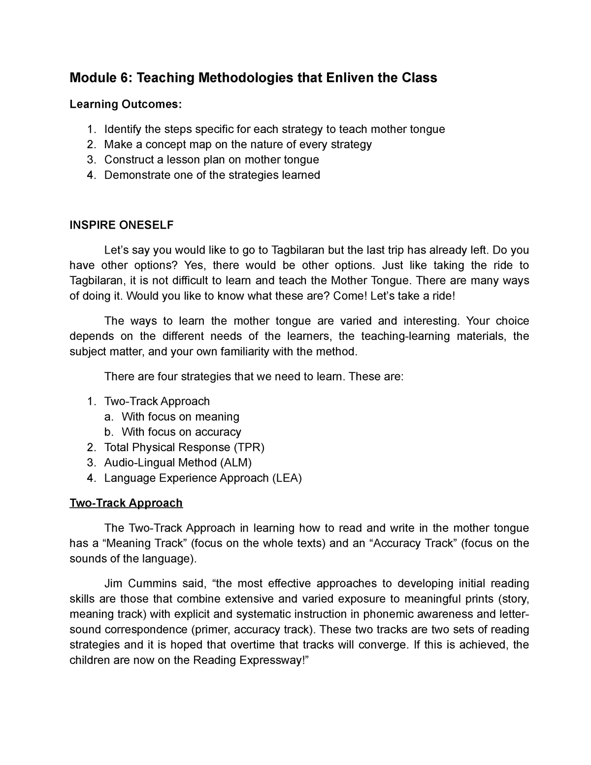 Module 6 Teaching Methodologies Module 6 Teaching Methodologies That 