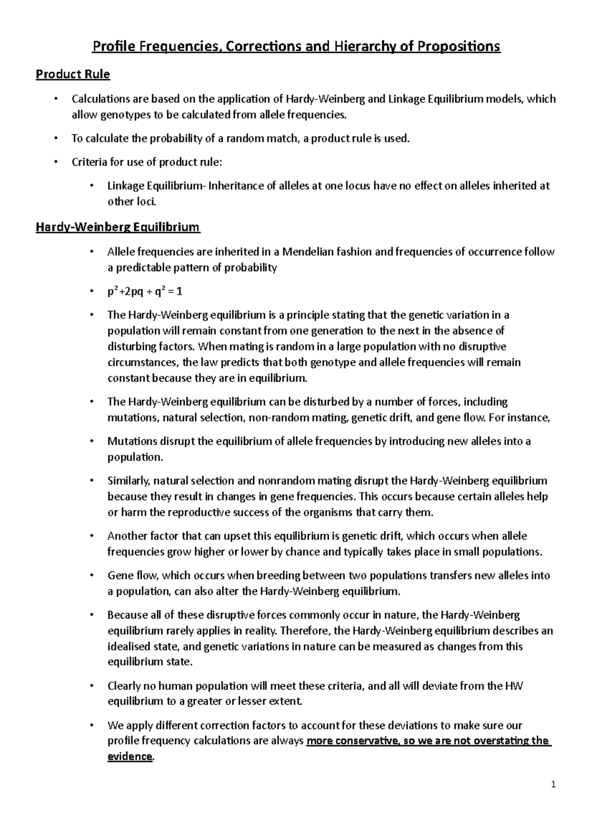 Calculating Profile Frequency, Corrections & Hierarchy Of Propositions 