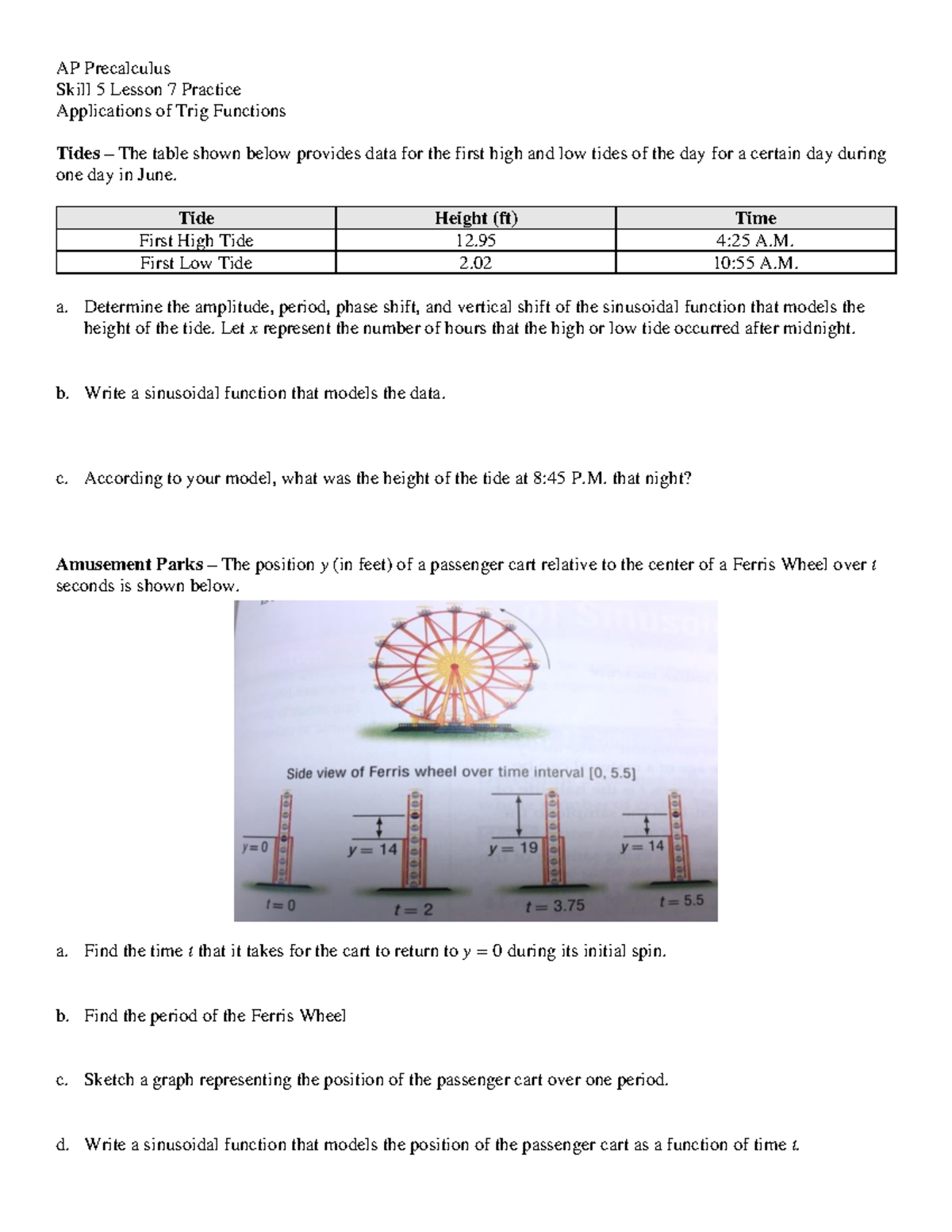 Lesson+7+Practice - Math - AP Precalculus Skill 5 Lesson 7 Practice ...