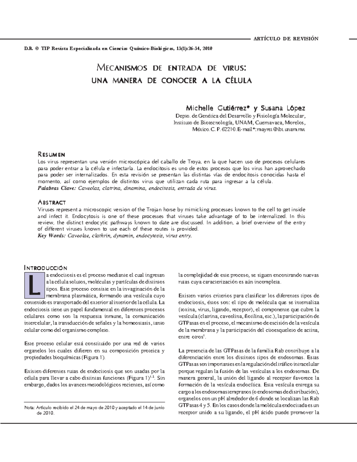 Lectura 2B Mecanismo De Entrada De Un Virus - 26 TIP Rev.Esp.CiencÌm ...