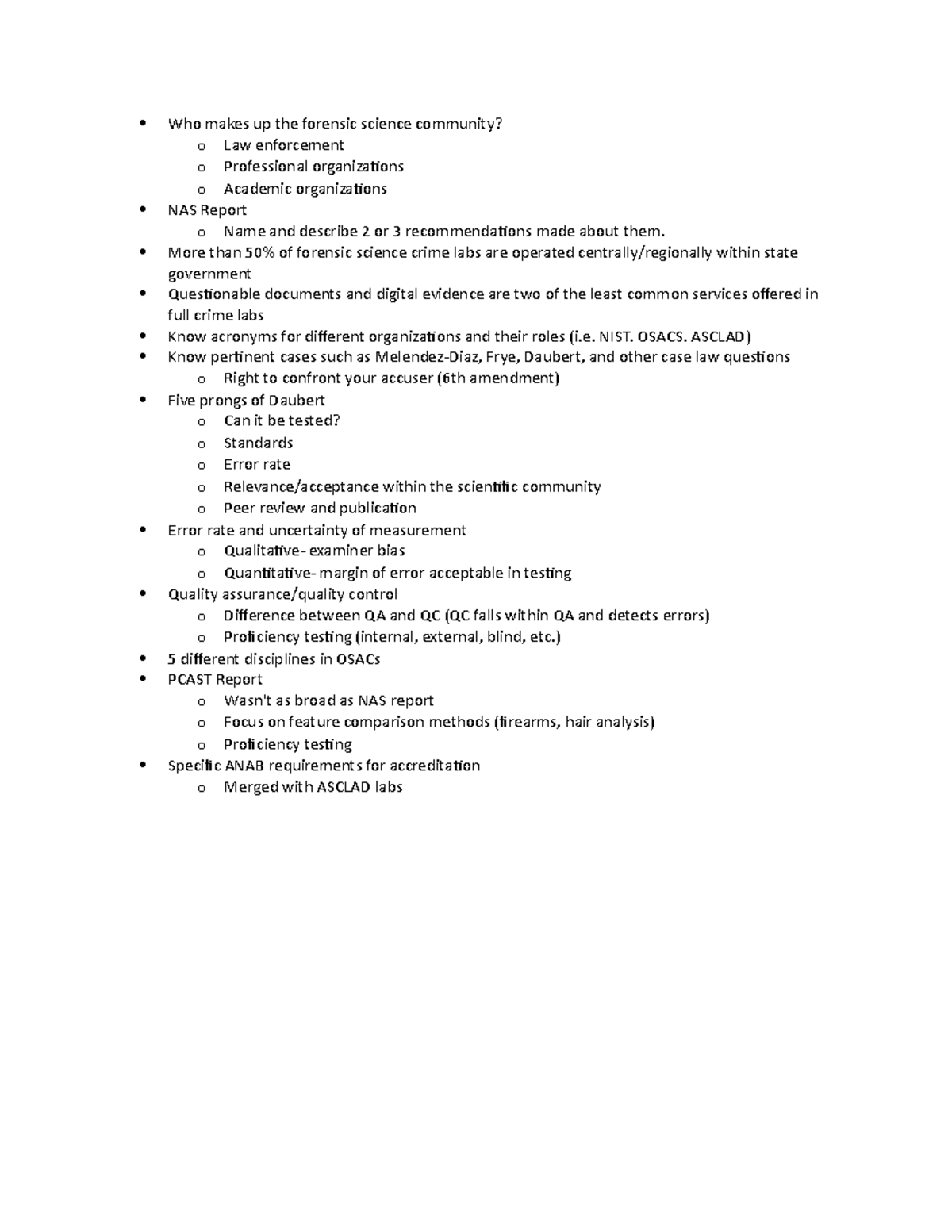 Final Exam Supplemental Notes - Who makes up the forensic science ...