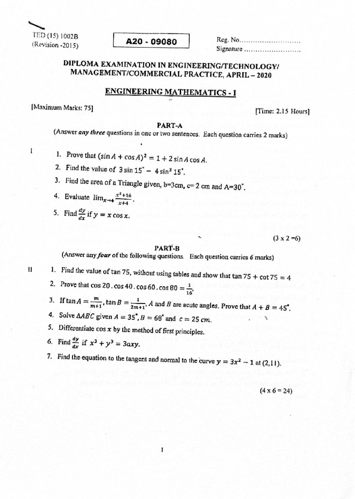 2020 April B Maths I 11-Jan-2022 09-22-34 - Diploma Cource - Studocu