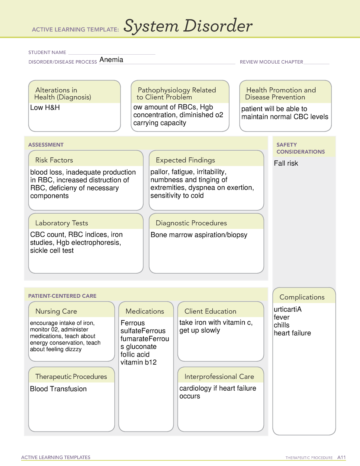 Active Learning Template sys Dis (6) Anemia - ACTIVE LEARNING TEMPLATES ...