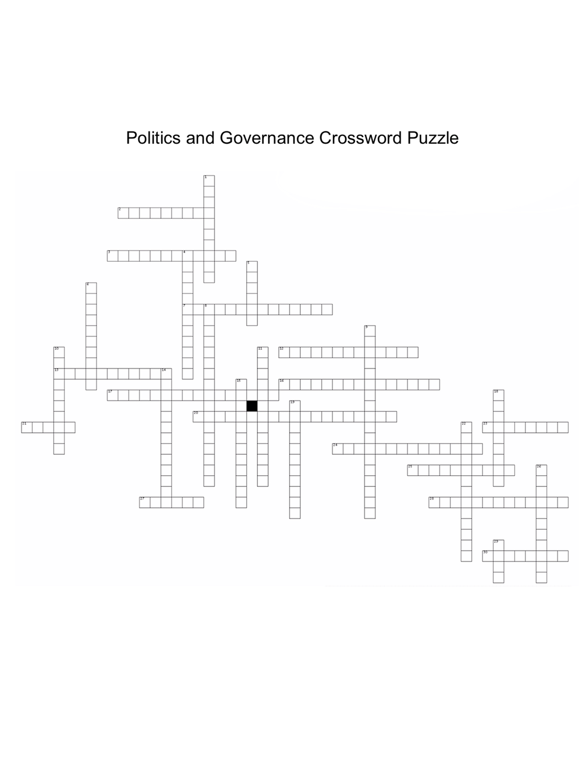 Political and Governance Crossword Puzzle Business Administration