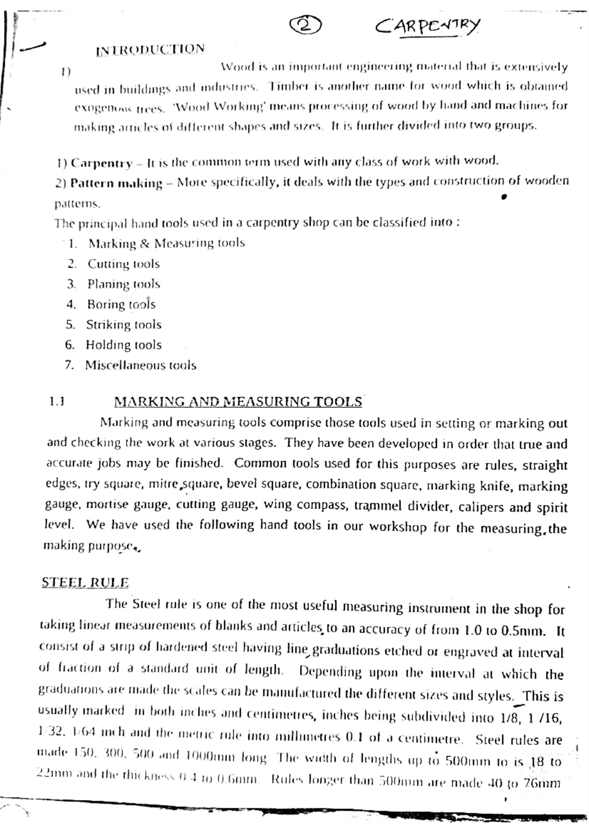 Carpentry General workshop - Process control module 2 - Studocu