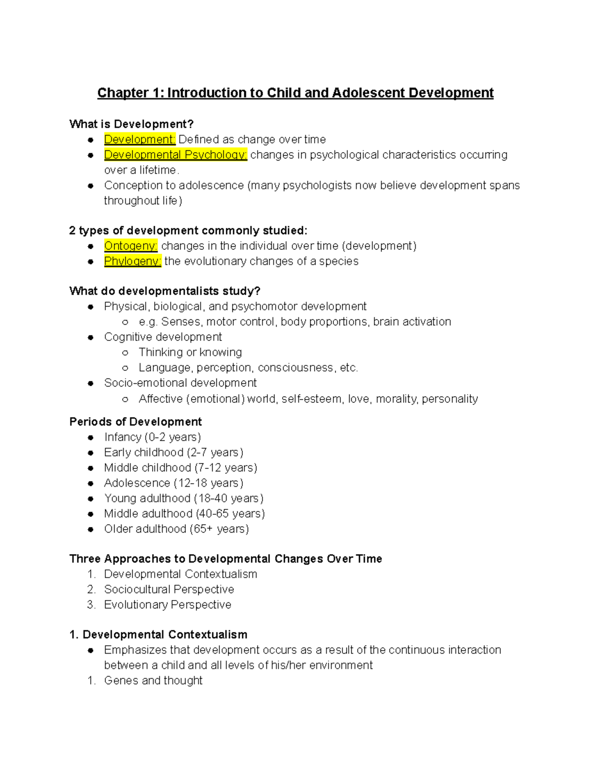 Exam 1 Notes Psychology - Chapter 1: Introduction to Child and ...