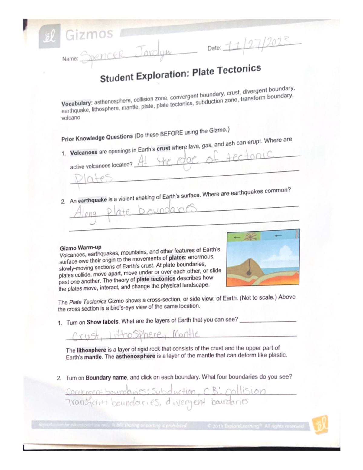 Plate tectonics Gizmo Studocu