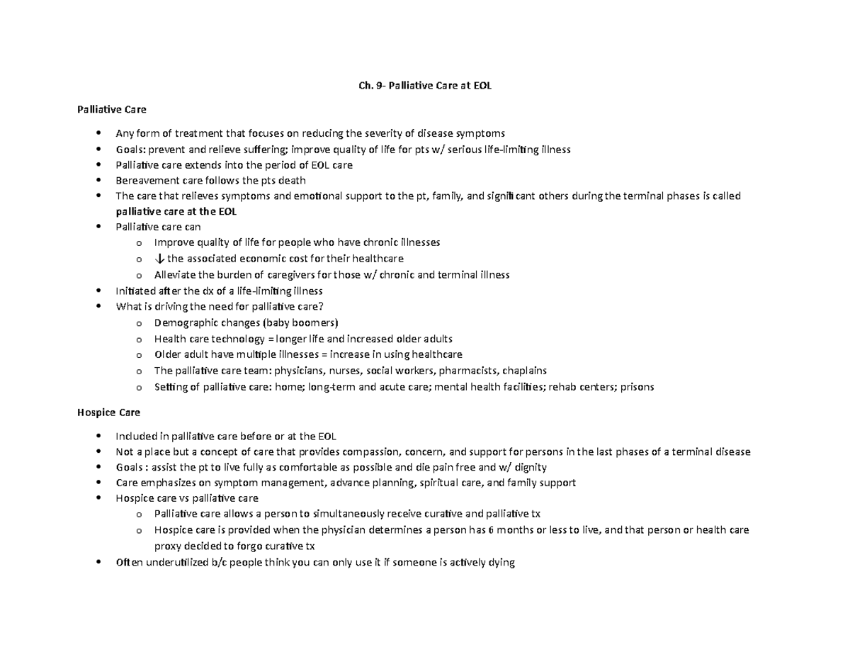 Ch. 9- Palliative Care at End of Life - Ch. 9- Palliative Care at EOL ...