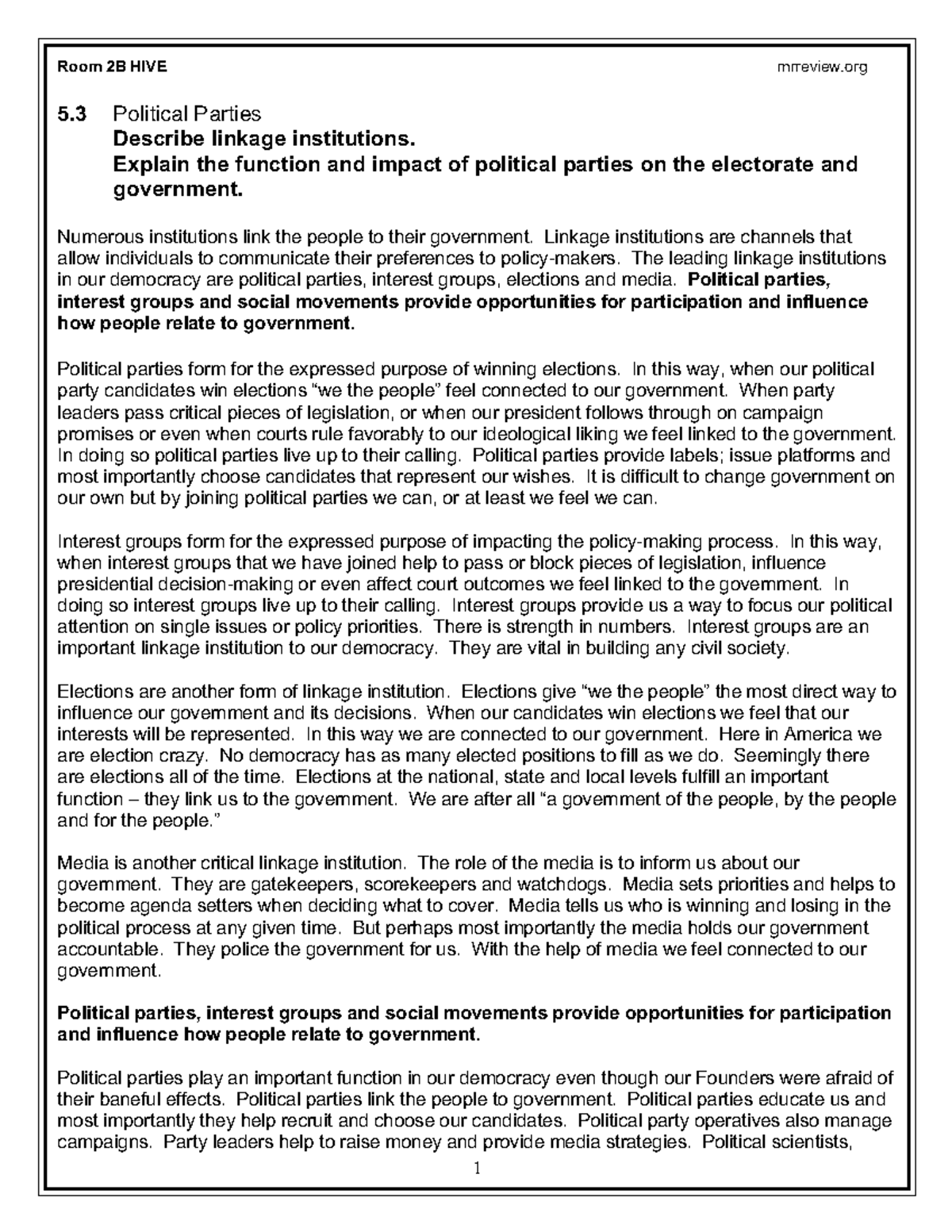 Linkage Institutions case study 1 Room 2B HIVE mrreview 5 Political