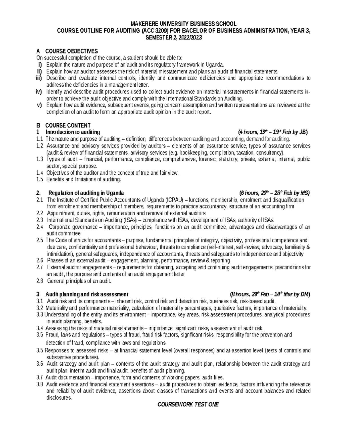Course Outline adt - what yoy needto cover - MAKERERE UNIVERSITY ...