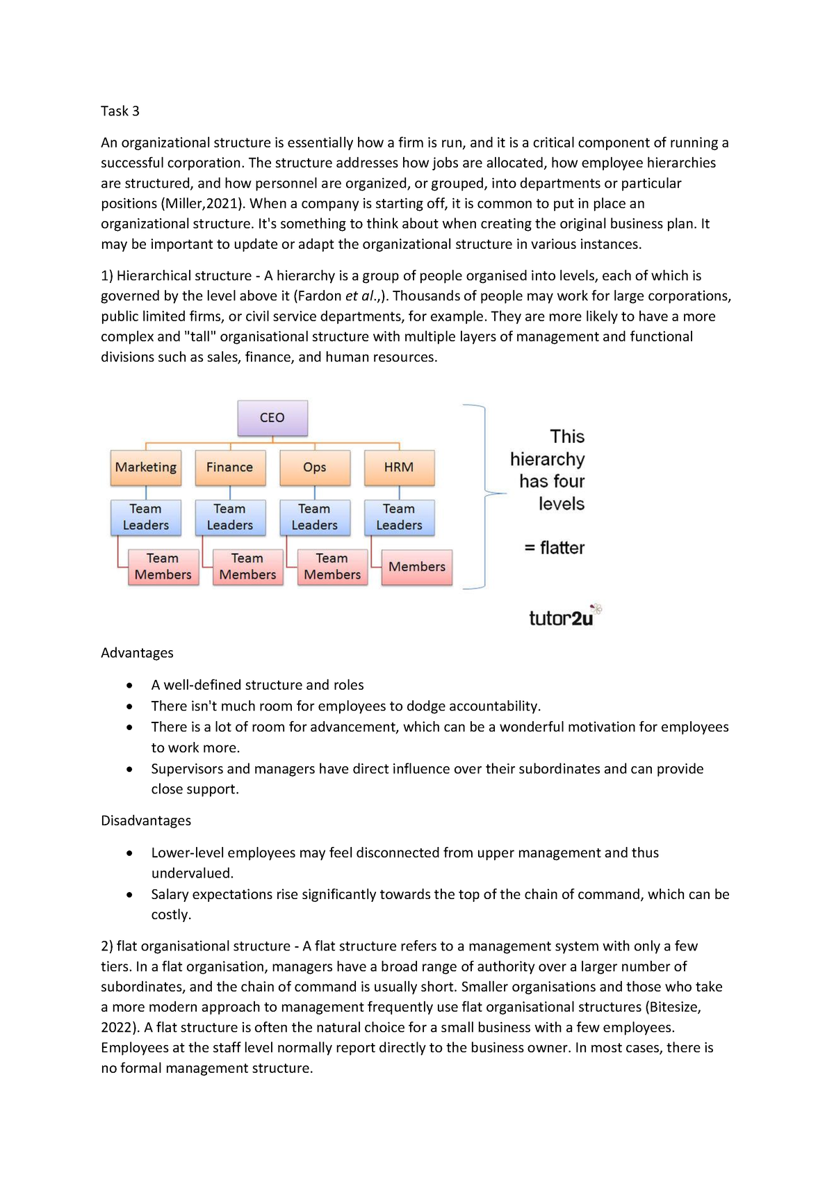 Redo - law coursework - Task 3 An organizational structure is ...