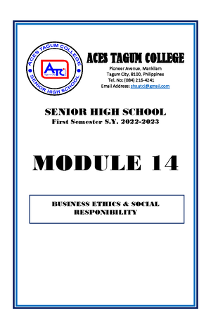 Business Ethics Social Responsibility 4 - S. 2022- MODULE 4 BUSINESS ...