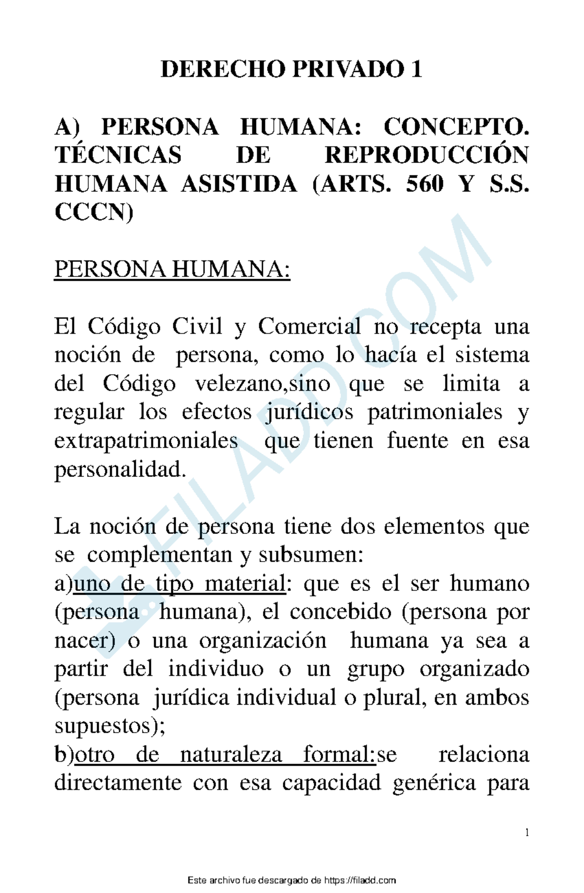 322299597 Resumen Civil 1 Ubp - 1 DERECHO PRIVADO 1 A) PERSONA HUMANA ...