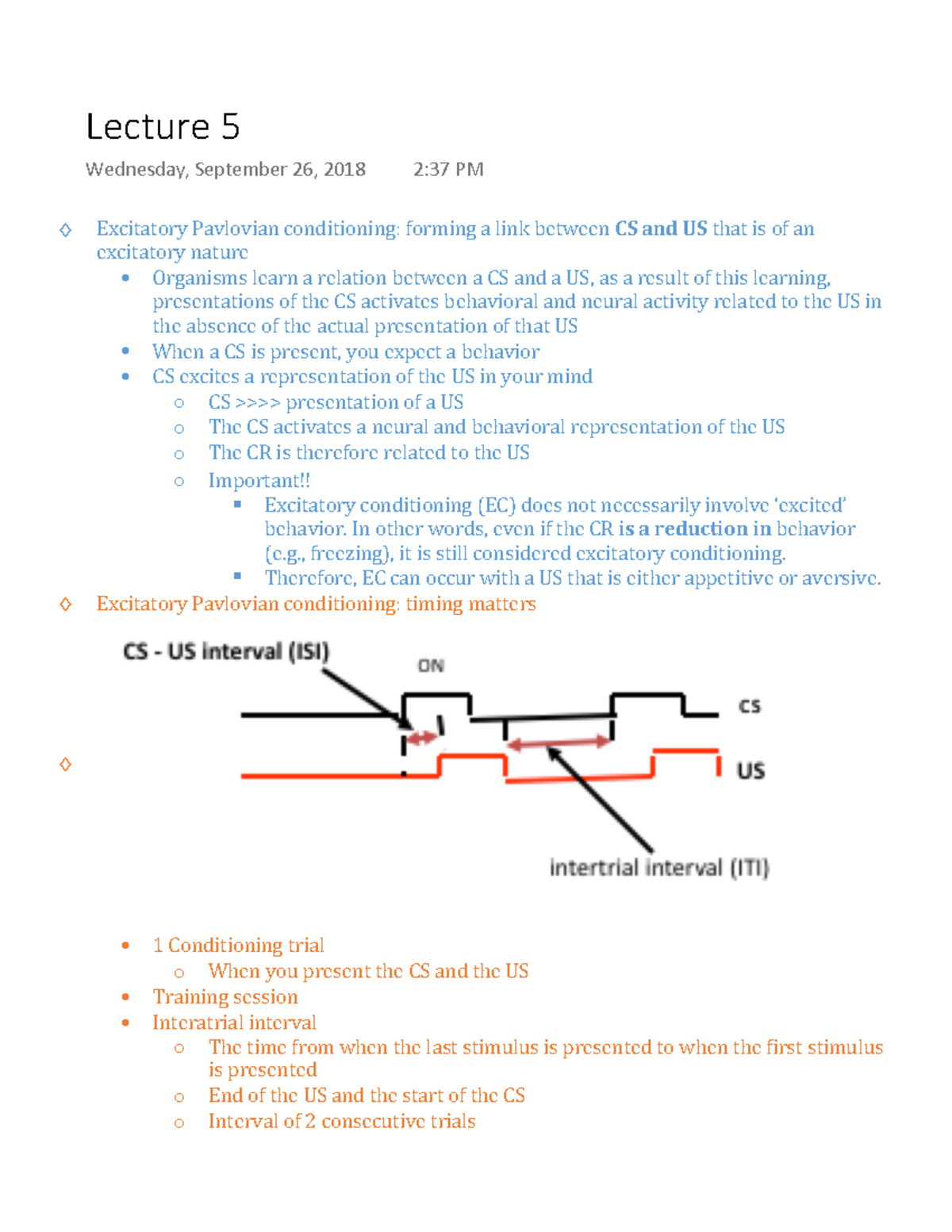Lecture 5 - Warning: TT: undefined function: 32 Excitatory Pavlovian ...
