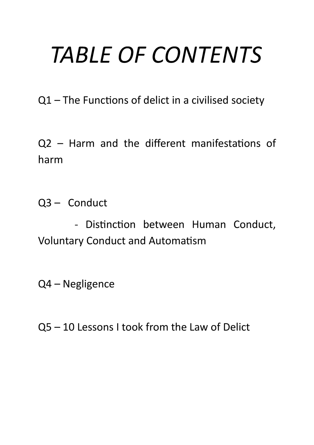 law of delict assignment 1