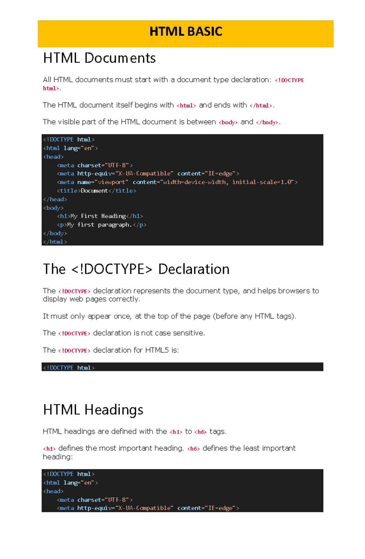 1. learning Basic HTML - intro to web development - HTML Documents ...