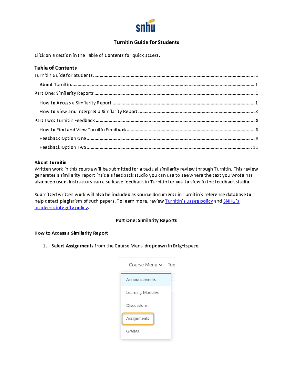 Turnitin Guide for Students - Turnitin Guide for Students Click on a ...