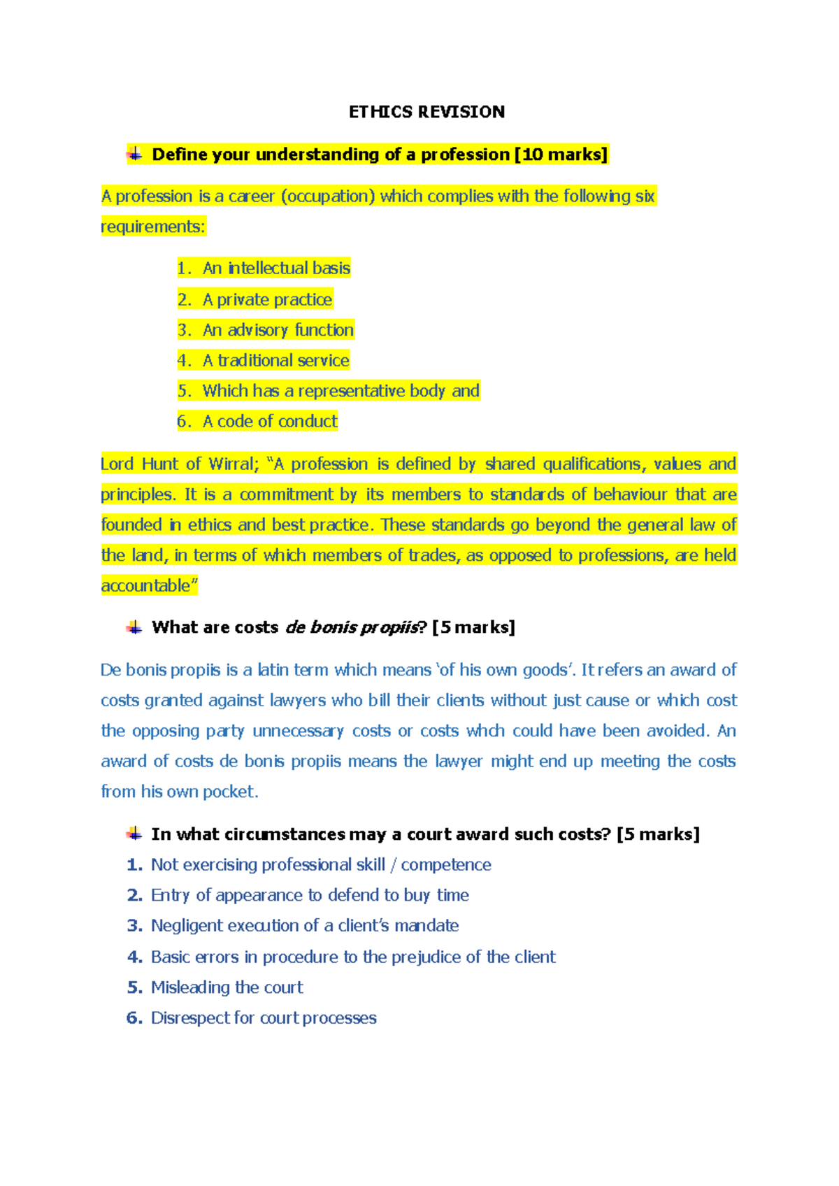 Ethics Revision - Final 1 - ETHICS REVISION Define your understanding ...