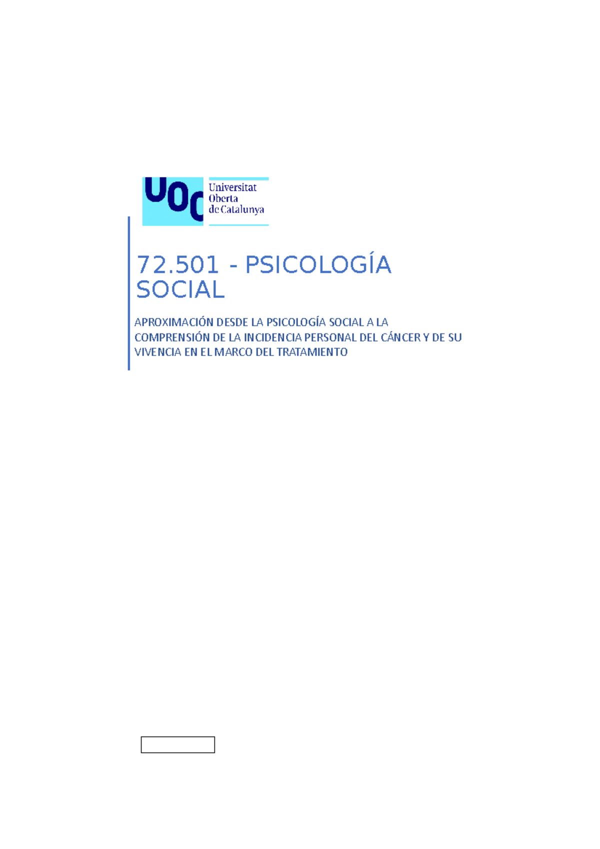 Studocu PEC1 Psicologia Social - 72 - PSICOLOGÍA SOCIAL APROXIMACIÓN ...