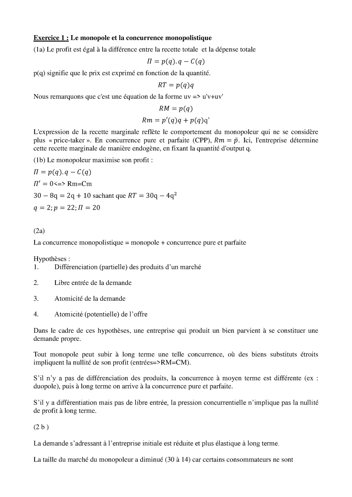 Td Monopole Notes De Cours 1 1 Studocu