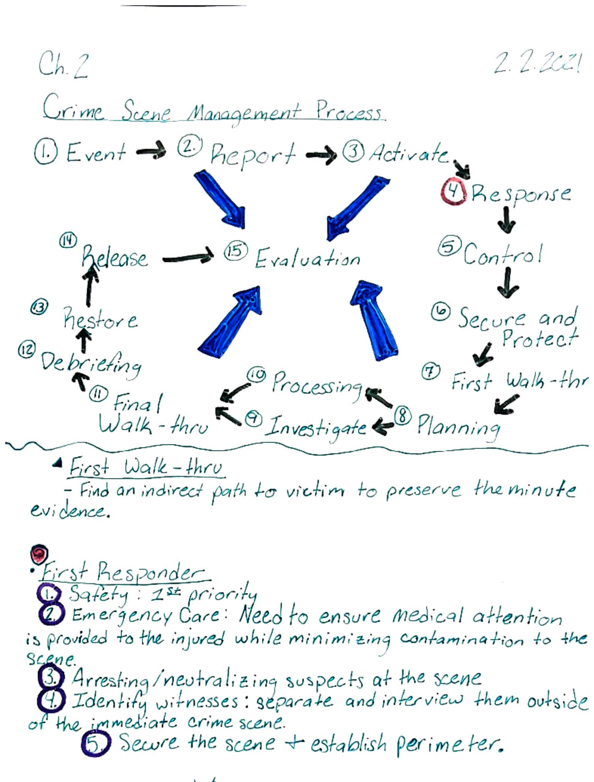 Crime Scene Management Notes - Ch. 2. Crime Scene Management Process. 1 ...