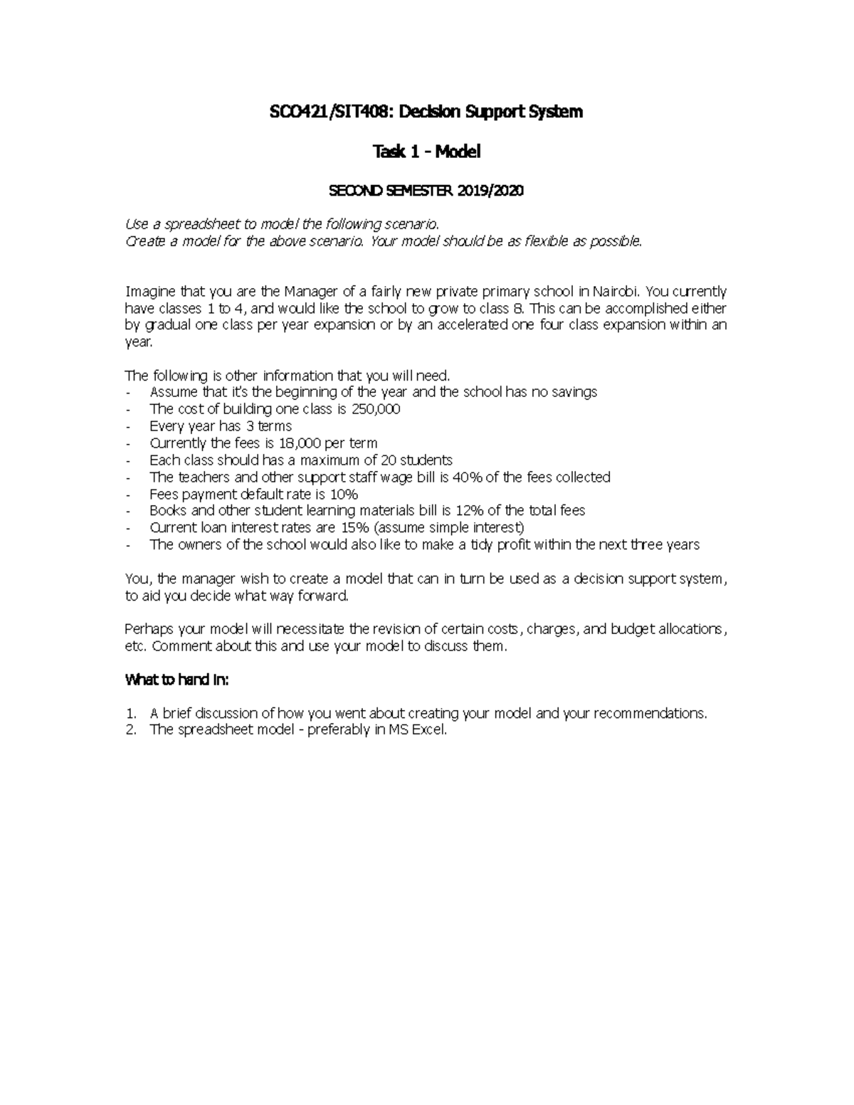 SCO421-SIT408 Assignment - SCO421/SIT408: Decision Support System Task ...