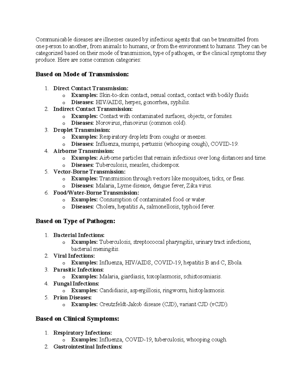Communicable disease - notes and exams - Communicable diseases are ...