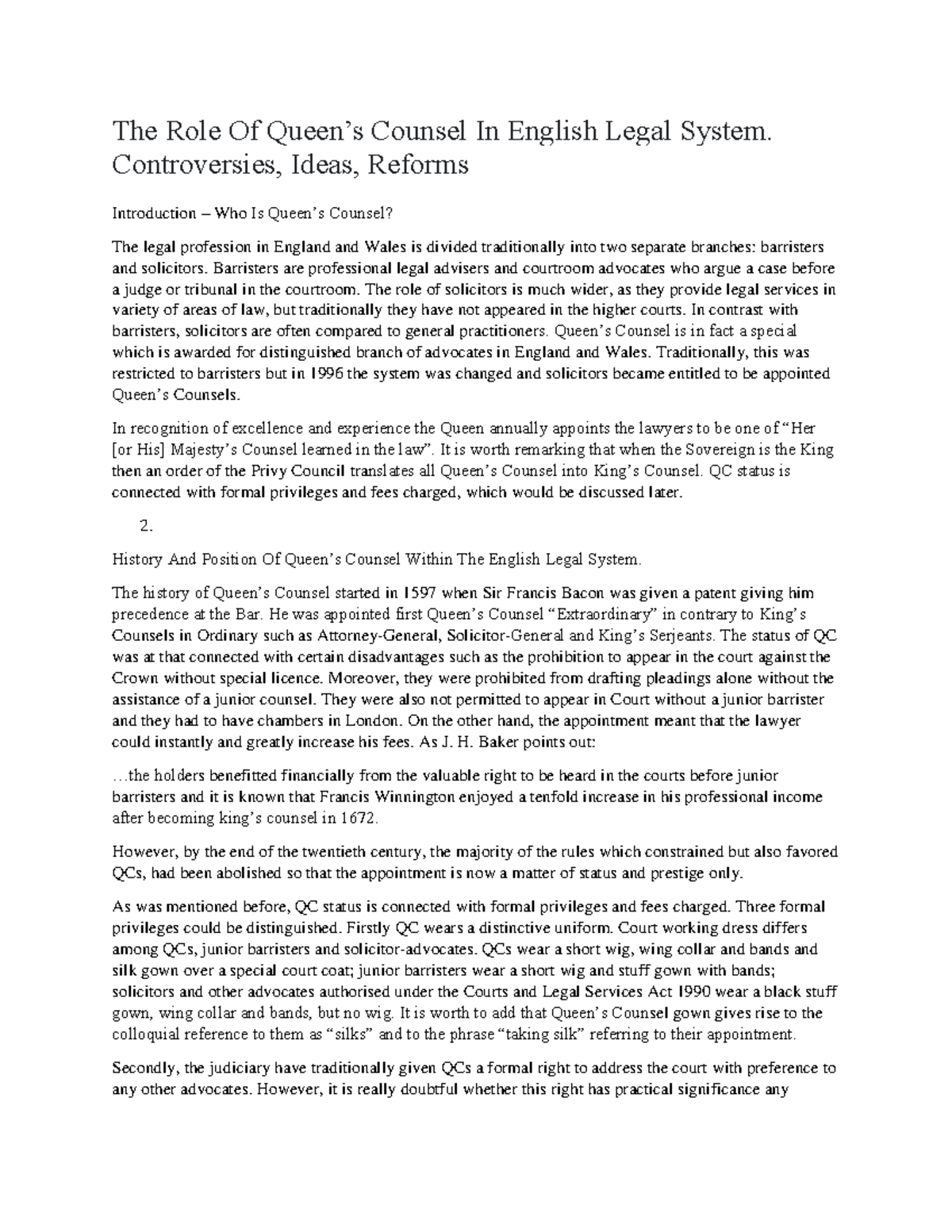 The Role Of Queen good luck The Role Of Queen’s Counsel In English